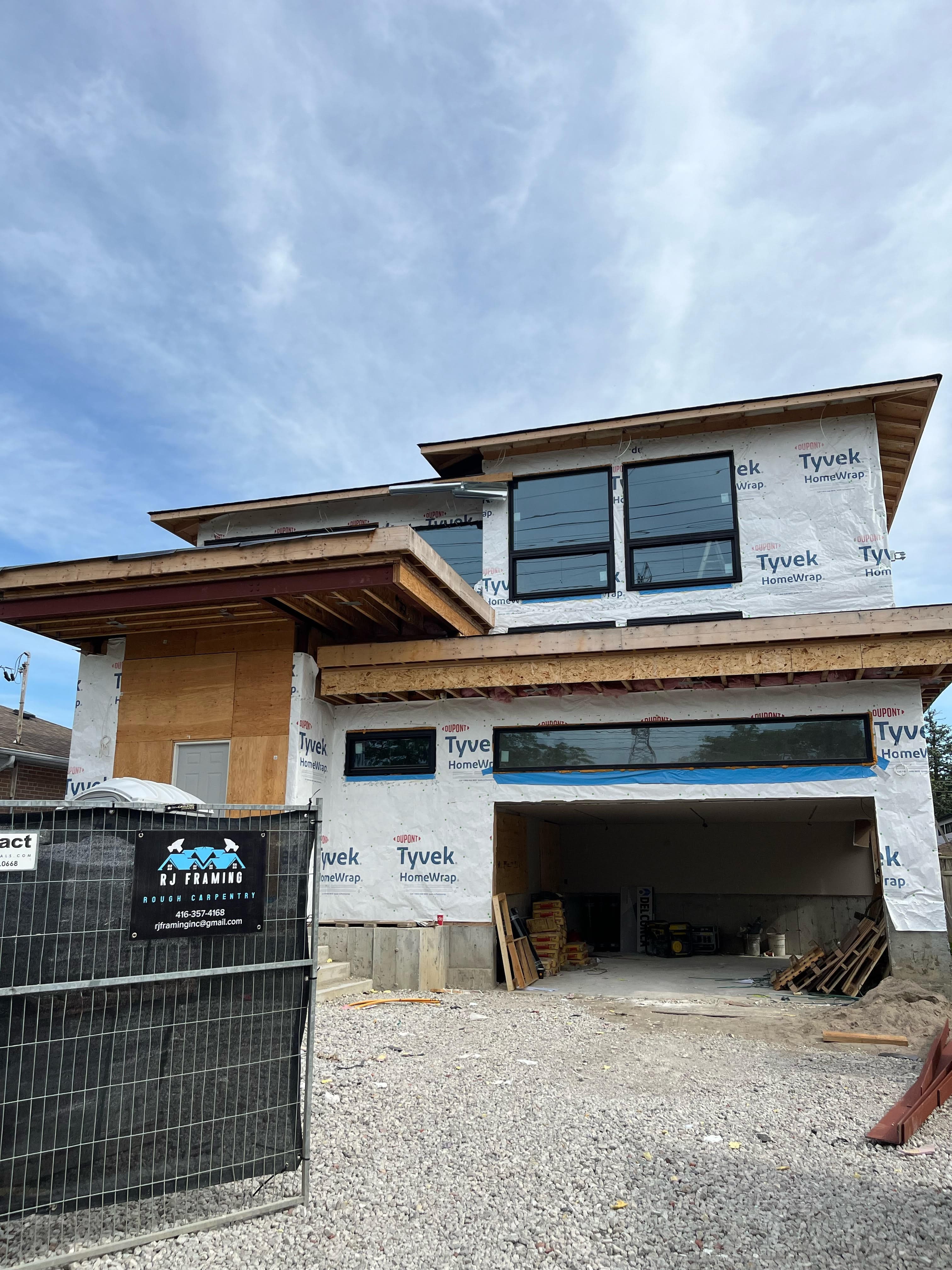 RJ Framing — Hand-Off stage of a custom framing build in the Greater Toronto Area